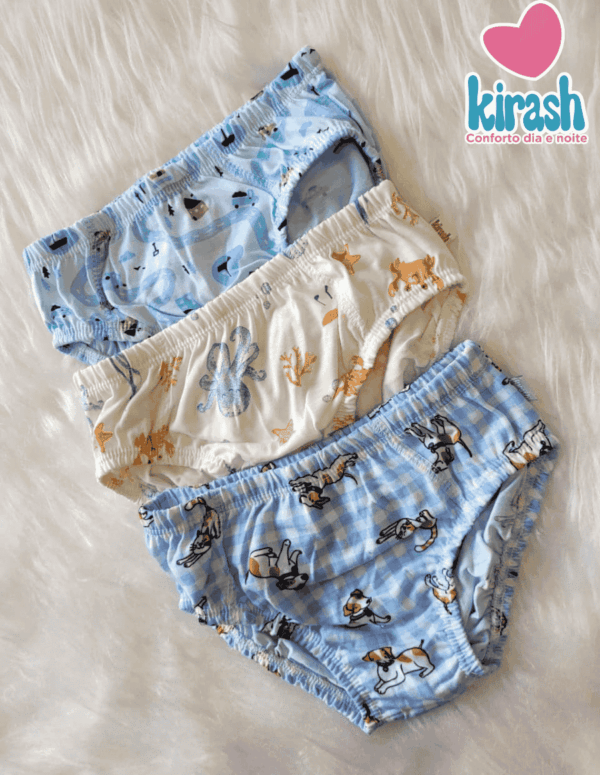Kit com 3 Cuecas Infantil Estampada Kirash 4 ao 8 | Consultar Cores e Tamanhos