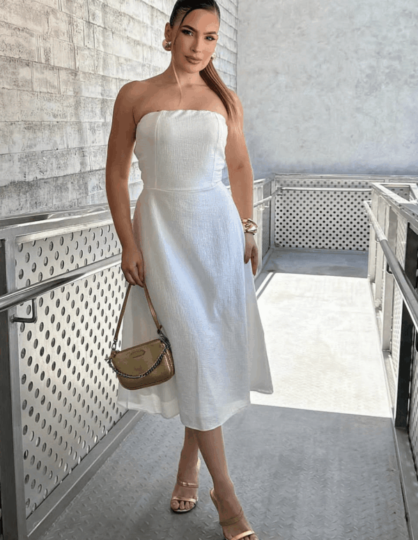 Vestido midi Joy off elegância para todo dia