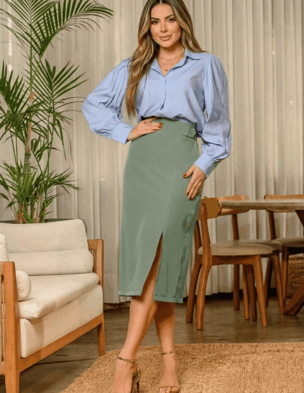 Saia Midi de Alfaiataria Louise com Estilo