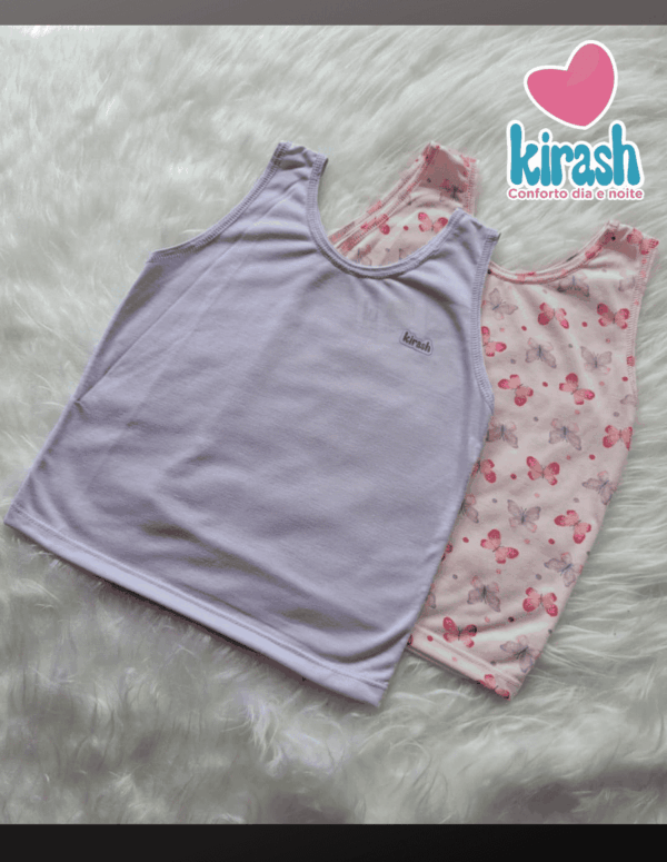 Kit com 2 Camisetas Regata Leve Kirash Fem 1 ao 3 | Consultar Cores e Tamanhos