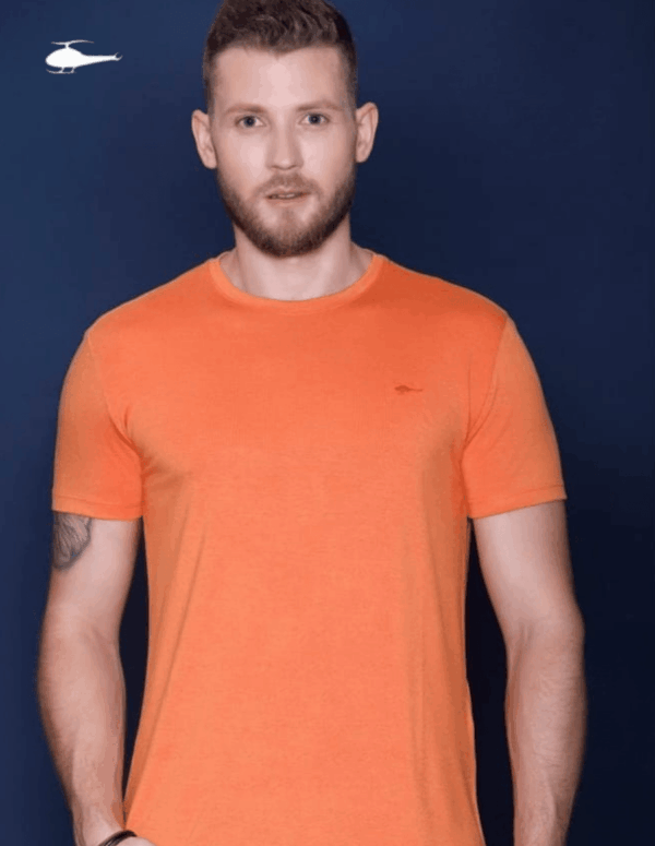 camisa básica Sallo gola O laranja cor 361