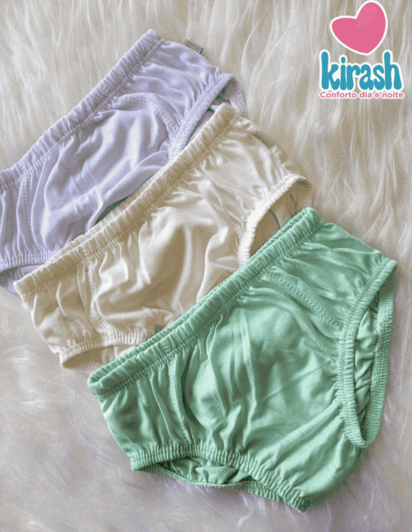 Kit com 3 Cuecas Bebê Lisa Kirash P ao G | Consultar Cores e Tamanhos